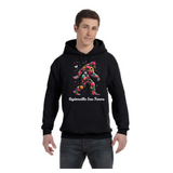 Black Hoodie Sweatshirt with Bigfoot Design - Oysterville Sea Farms (2 to choose from)