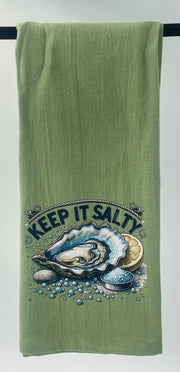 Oysterville Sea Farms – Coastal Kitchen Towels Collection (Keep It Salty, Shuck Yeah, Shuck It Up Buttercup &amp; Mermaid Vibes)