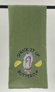 Oysterville Sea Farms – Coastal Kitchen Towels Collection (Keep It Salty, Shuck Yeah, Shuck It Up Buttercup &amp; Mermaid Vibes)