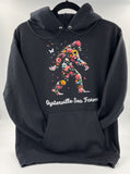 Black Hoodie Sweatshirt with Bigfoot Design - Oysterville Sea Farms (2 to choose from)
