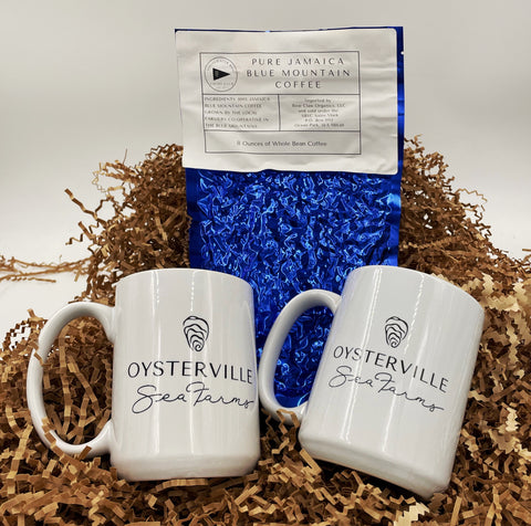 Oysterville Sea Farms – Jamaica Blue Mountain Coffee Gift Set (with Two 16oz Mugs)