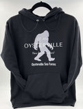 Black Hoodie Sweatshirt with Bigfoot Design - Oysterville Sea Farms (2 to choose from)