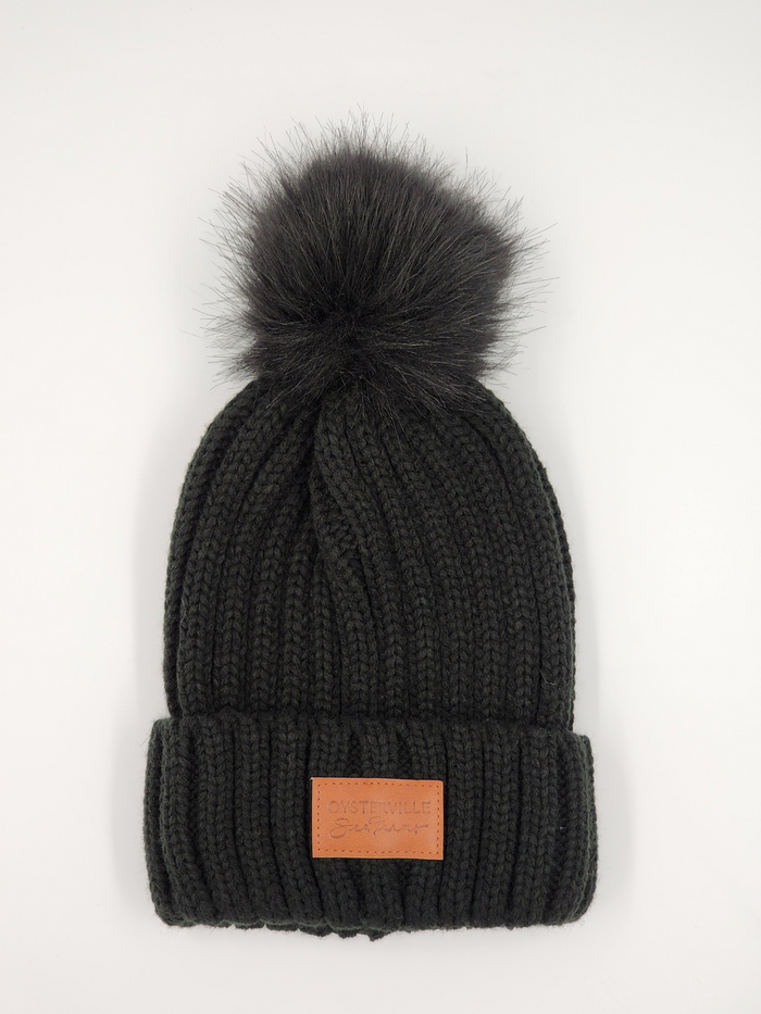 Oysterville Sea Farms – Black Beanie with Pom-Pom
