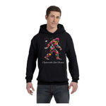 Black Hoodie Sweatshirt with Floral Bigfoot Design - Oysterville Sea Farms