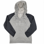 District® Women's Lightweight Fleece Raglan Hoodie - Heathered Grey/ Heathered Charcoal