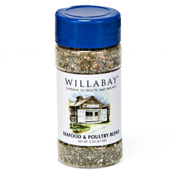 Willabay Seafood & Poultry Seasoning—savory blend of herbs and spices, perfect for enhancing fish, shellfish, and chicken dishes!