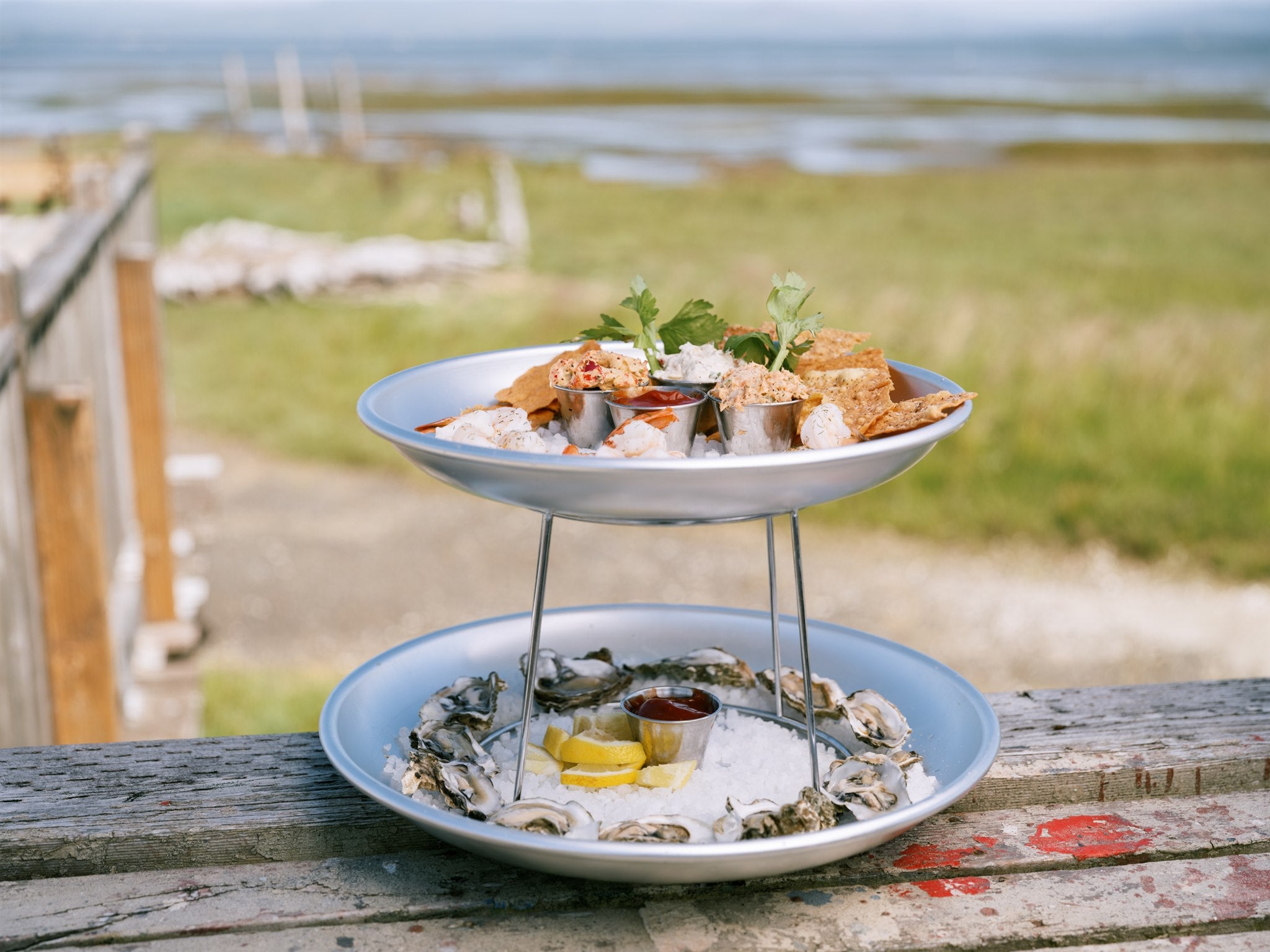 Fresh Willapa Bay oysters served overlooking the water